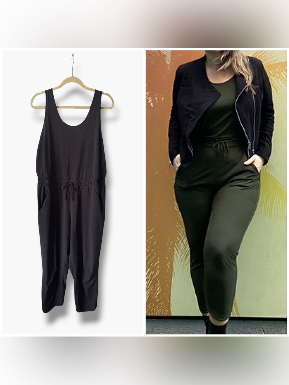 all in motion Black Athleisure Sleeveless Drawstring Jumpsuit, XL